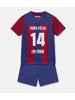 Barcelona Joao Felix #14 Replika Hemmakläder Barn 2023-24 Kortärmad (+ byxor)